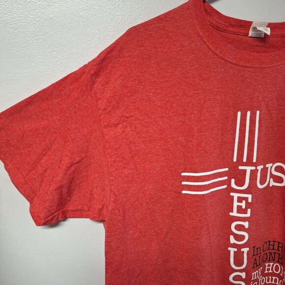 Just Jesus Shirt Red Christ Alone Hope Found Adult Large Religious Church Pray - Picture 7 of 8